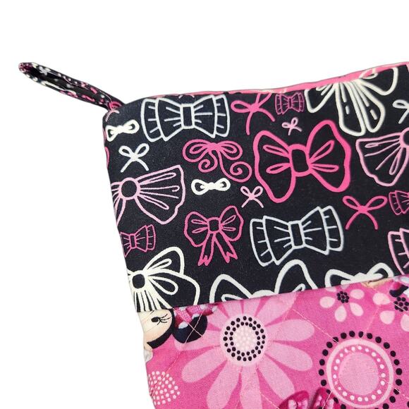 DISNEY MINNIE MOUSE HANDMADE CHRISTMAS STOCKINGS PINK QUILTED GIRL HOLIDAY - Picture 2 of 9